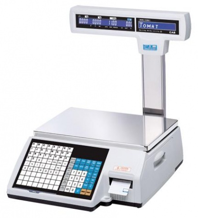 CAS,cas cl5000j-6ip tcp-ip весы торговые с принтером этикеток, со стойкой, встроенный tcp ip, до 6 кг, погр. 3гр, платформа 380х244, дисп. графический