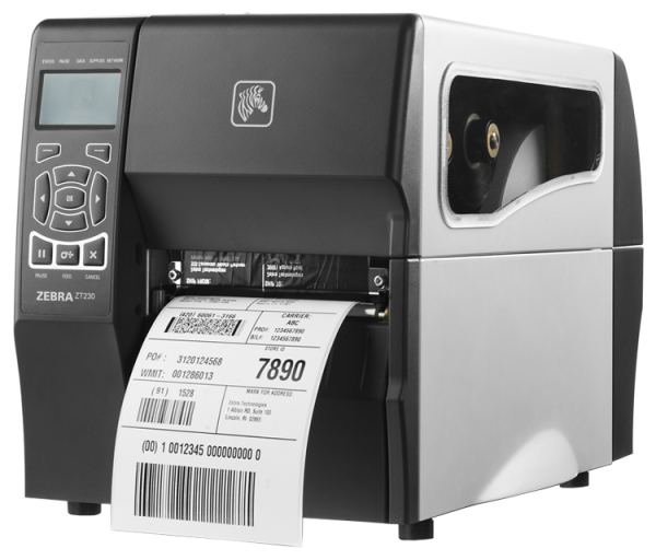 ZEBRA,zebra zt-230 (zt23042-t0e000fz) промышленный термотрансферный принтер печати этикеток шириной до 104мм, скорость до 152 мм/сек, втулка 1", риббон до 4