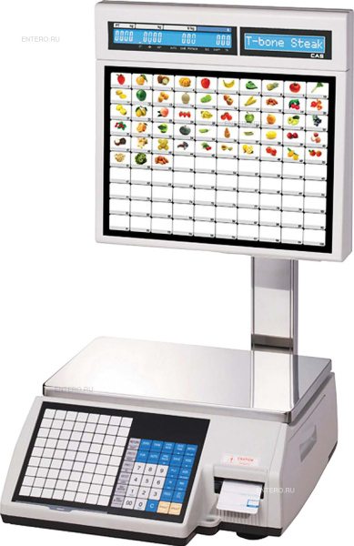 CAS,cas cl5000j-15is tcp-ip весы торговые самообслуживания с печатью этикеток, с графическим дисплеем, встроенный tcp ip, до 15 кг, погр. 5гр, платформа 3