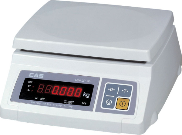CAS,cas swii-10 весы порционные автономные, повышенной точности, платформа 234x185, до 10кг, погр.до 2гр, счетный режим, дисп. led, без стойки
