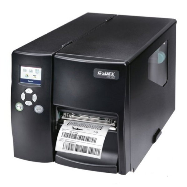 GODEX,godex ez-2250i промышленный термотрансферный принтер печати этикеток, до 104мм, втулка 1", металлический корпус, скорость до 178 мм/с, 203dpi, цветной