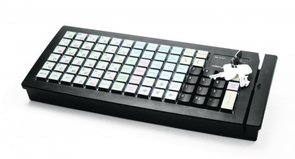 POSIFLEX,posiflex kb-6600b программируемая клавиатура c ридером магнитных карт на 1-3 дорожки, черная