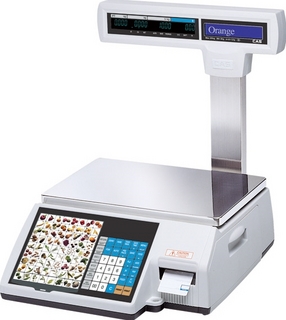 CAS,cas cl5000j-15ip tcp-ip весы торговые с принтером этикеток, со стойкой, встроенный tcp ip, до 15 кг, погр. 6гр, платформа 380х244, дисп. графический