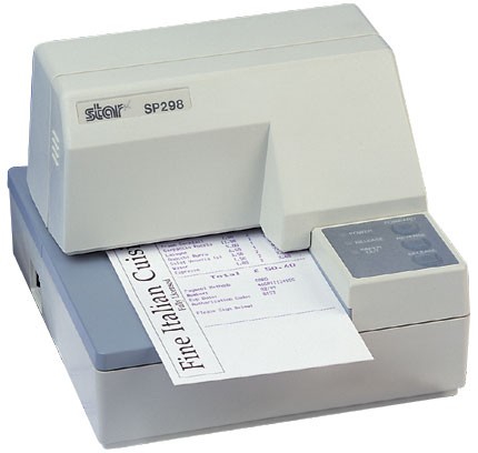 STAR,star sp298d rs232 матричный принтер чеков подкладной печати, скорость до 3,1 стр/сек, без б/п, без кабеля, серый