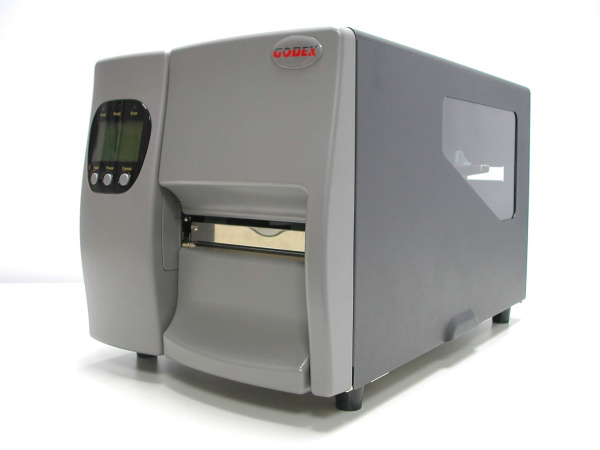 GODEX,godex ez-2200+ промышленный термотрансферный принтер печати этикеток, до 104мм, втулка 1", металлический корпус, скорость до 178 мм/с, 4mb flash, 16mb